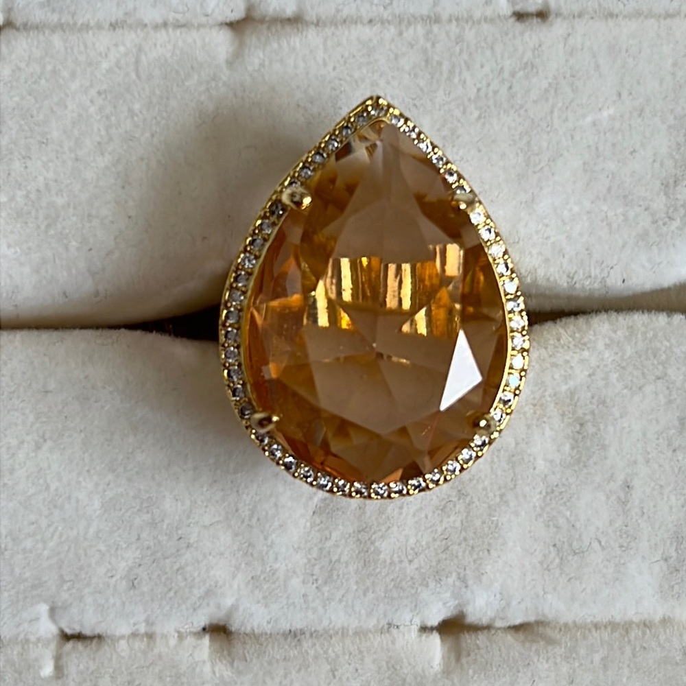 Gold Simulated Topaz Statement Ring - image 2